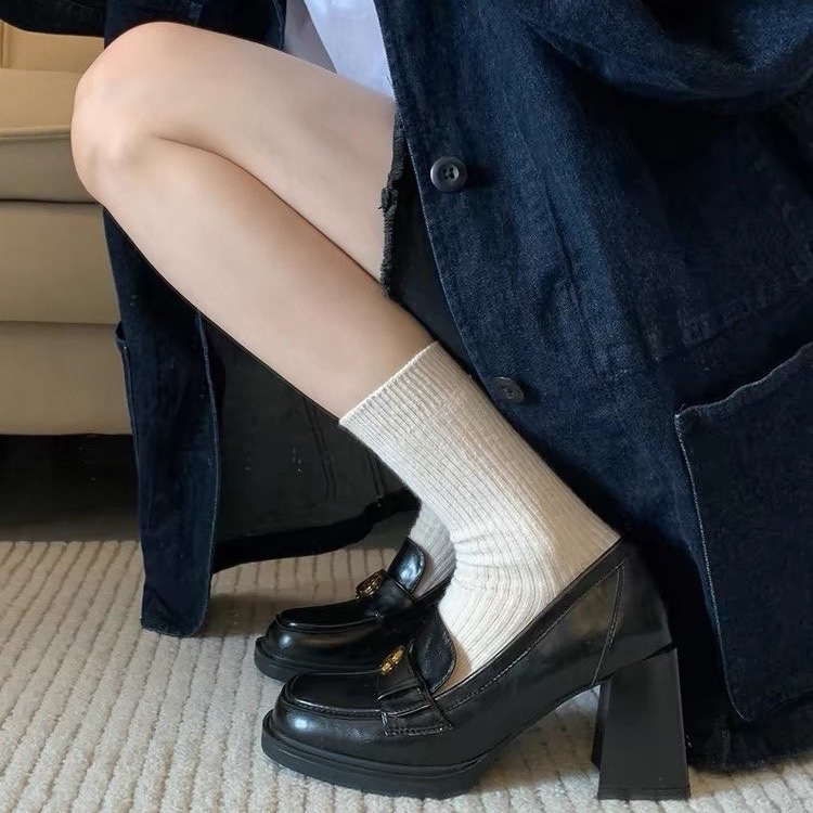 Ženski loaferi s kvadratnim vrhom, PU gornji dio, debeli pet 6–8 cm, slip-on