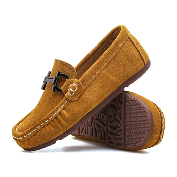 Muške loafers u britskom stilu s nubuk kožom na gornjem dijelu, latex ulošak, gumena potplat, za uzrast 14+