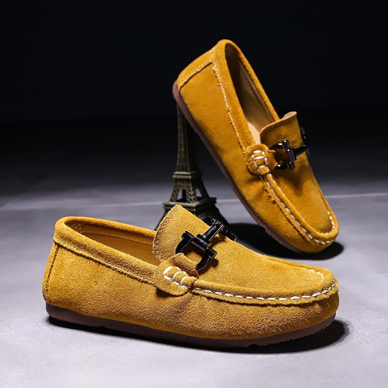 Muške loafers u britskom stilu s nubuk kožom na gornjem dijelu, latex ulošak, gumena potplat, za uzrast 14+