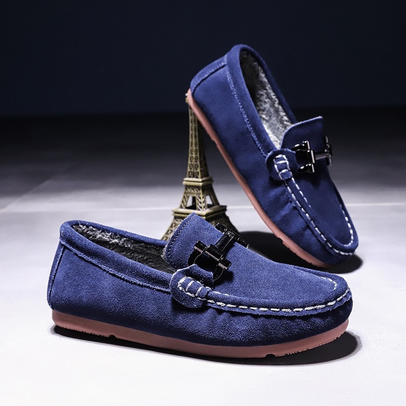 Muške loafers u britskom stilu s nubuk kožom na gornjem dijelu, latex ulošak, gumena potplat, za uzrast 14+