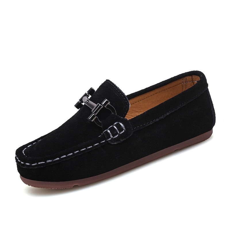 Muške loafers u britskom stilu s nubuk kožom na gornjem dijelu, latex ulošak, gumena potplat, za uzrast 14+