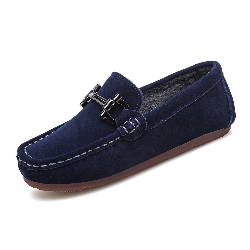 Muške loafers u britskom stilu s nubuk kožom na gornjem dijelu, latex ulošak, gumena potplat, za uzrast 14+