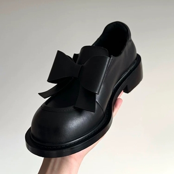 Ženske kožne loaferice – preppy stil, okrugli vrh, gornji dio od dvostruke teleće kože, debeli pet, gumena potplata, podstava od umjetne kože