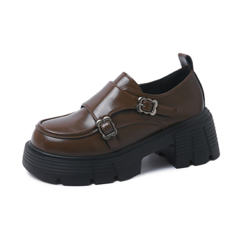 Ženske loaferice cipele, sintetička koža, okrugli nos, srednja visina pete 3–6 cm, PVC potplat