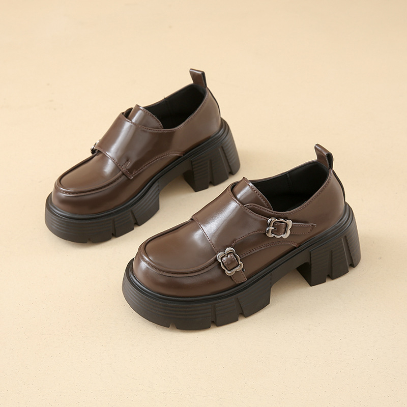 Ženske loaferice cipele, sintetička koža, okrugli nos, srednja visina pete 3–6 cm, PVC potplat