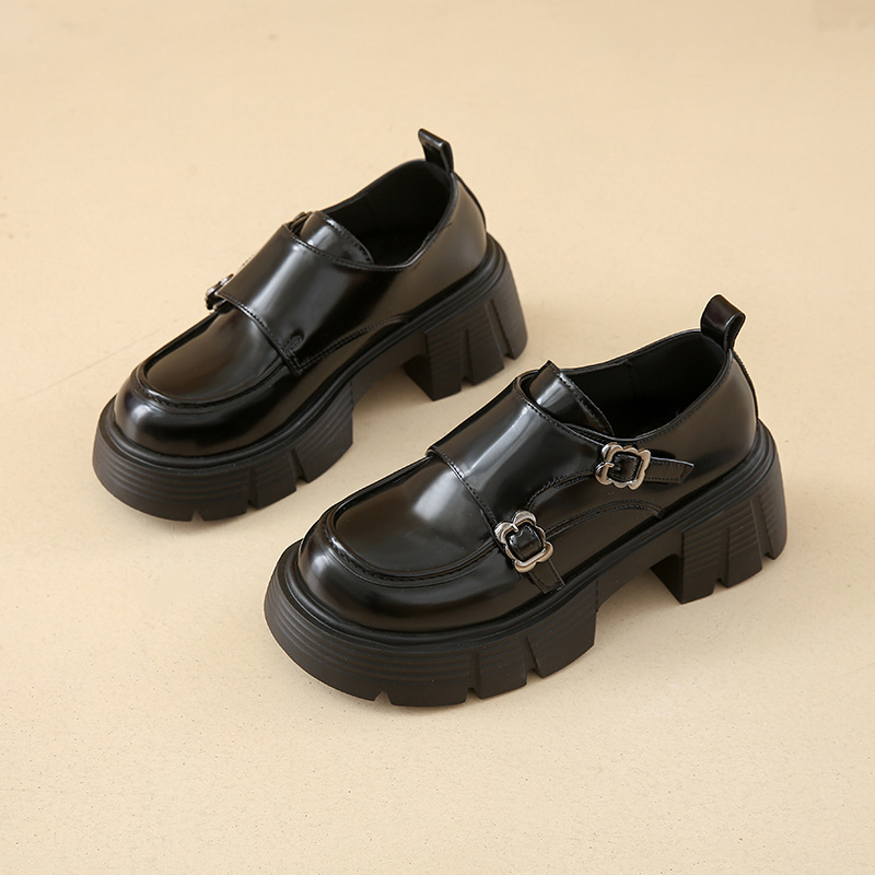 Ženske loaferice cipele, sintetička koža, okrugli nos, srednja visina pete 3–6 cm, PVC potplat