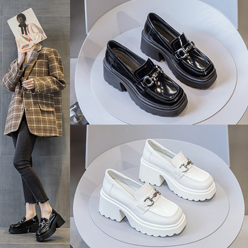 Ženski loafersi s debelim potplatom, okrugla nosna kapica, 6-8 cm chunky pet, gornji dio od mikrovlakana, PU potplat