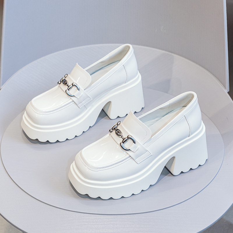 Ženski loafersi s debelim potplatom, okrugla nosna kapica, 6-8 cm chunky pet, gornji dio od mikrovlakana, PU potplat