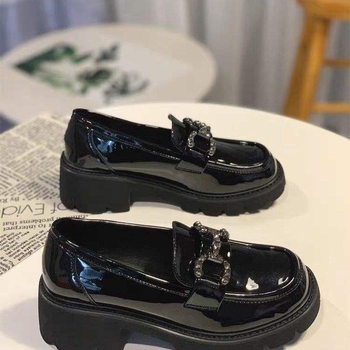 Ženske loaferice, okrugli vrh, britanski stil/koledž, gornji dio od dvostruke kože, potplat od pjene, visina pete 6–8 cm