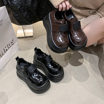 Loafersi s okruglim vrhom, gornji dio od mikrovlakna, platforma 6–8 cm, TPR potplat
