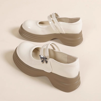 Női Mary Jane bőrcipő, japán stílus, kerek orr, PU felsőrész, gumírozott talp (Középmagas sarkú 3–5 cm; PU felsőrész; Gumírozott talp; Kerek orr)