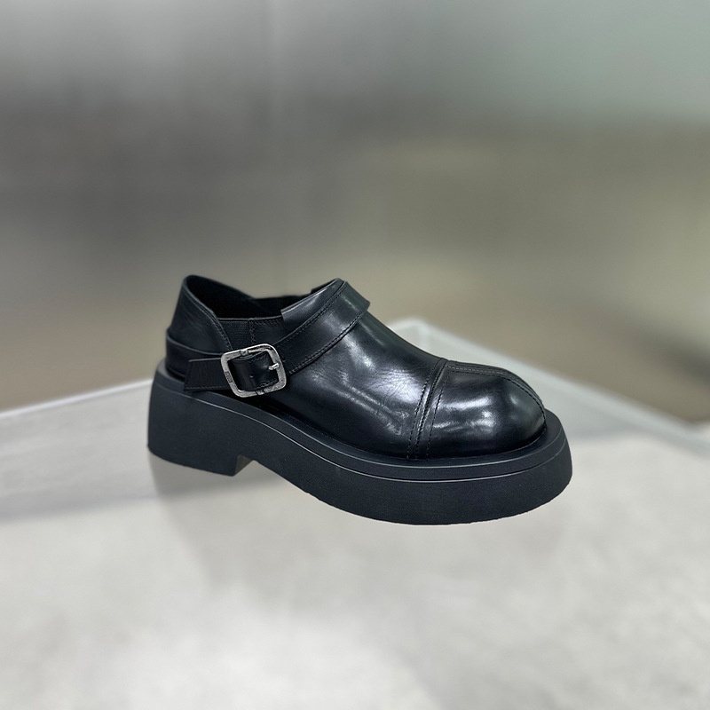 Ženski loaferi s okruglim vrhom, gornji materijal: super vlakno, srednji visoki pet 3–5 cm, debeli pet, gumena potplata