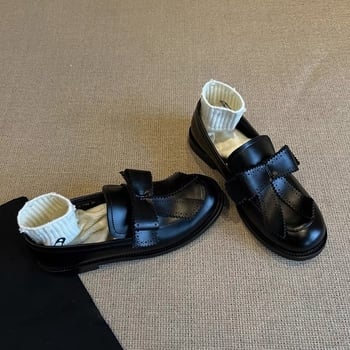 Mary Jane cipele s okruglim vrhom, PU gornji dio, kopča na kopču, srednje visoki pet 3–5 cm