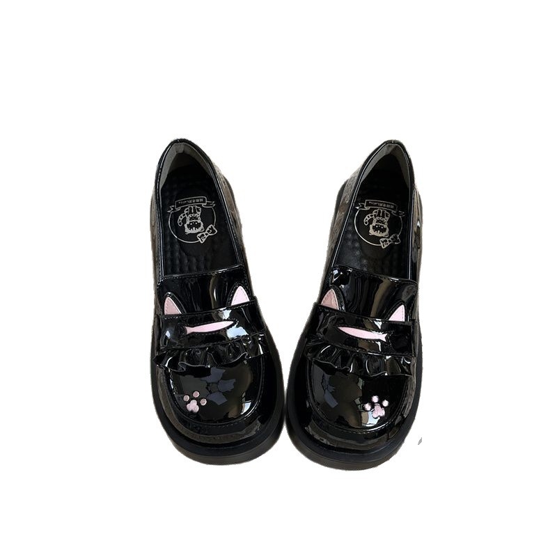 Loaferice s debelim potplatom za povećanje visine, okrugli vrh, PU gornji dio, slip-on dizajn, JK uniform Lolita stil