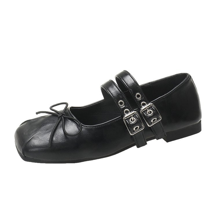 Ženske Mary Jane balerinke od sintetičke kože s mašnicom, srednje visoke potpetice 3–5 cm, Lolita stil
