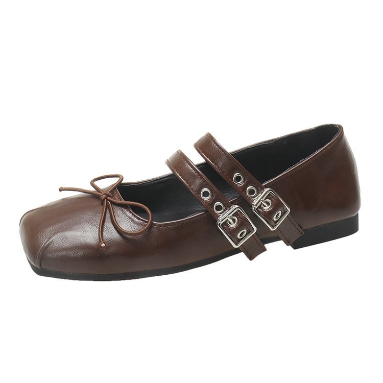 Ženske Mary Jane balerinke od sintetičke kože s mašnicom, srednje visoke potpetice 3–5 cm, Lolita stil