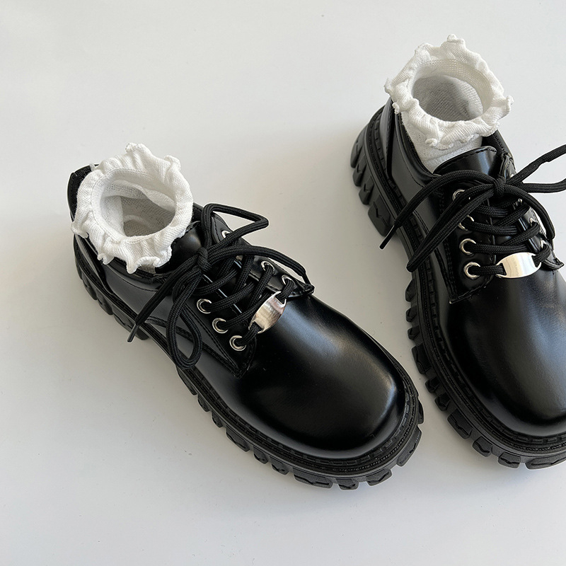Mary Jane cipele, korejski stil, okrugli nos, PU gornji dio, nizak kroj, srednje debeli pet 3-6 cm