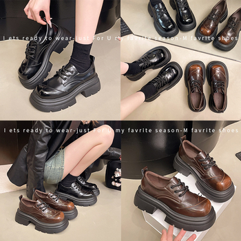 Ženske loafers u korejskom stilu, kvadratni vrh, gornji materijal: Super Fiber, uložak PU, visina potpetice 3-5 cm