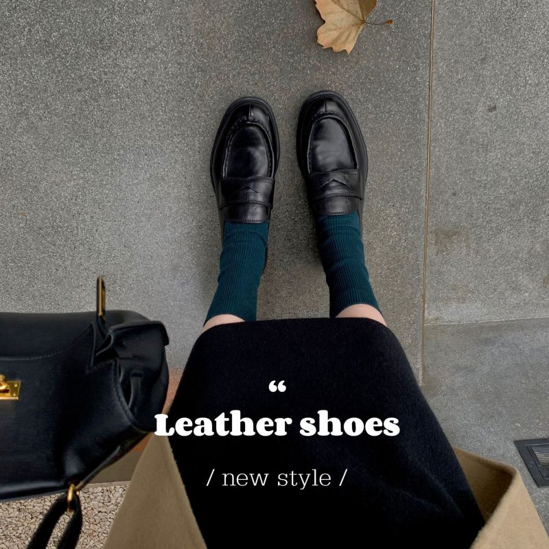 Női loaferek, kerek orrú, retro brit akadémikus stílus, felső rész tehénbőr, alacsony sarkú 1–3 cm