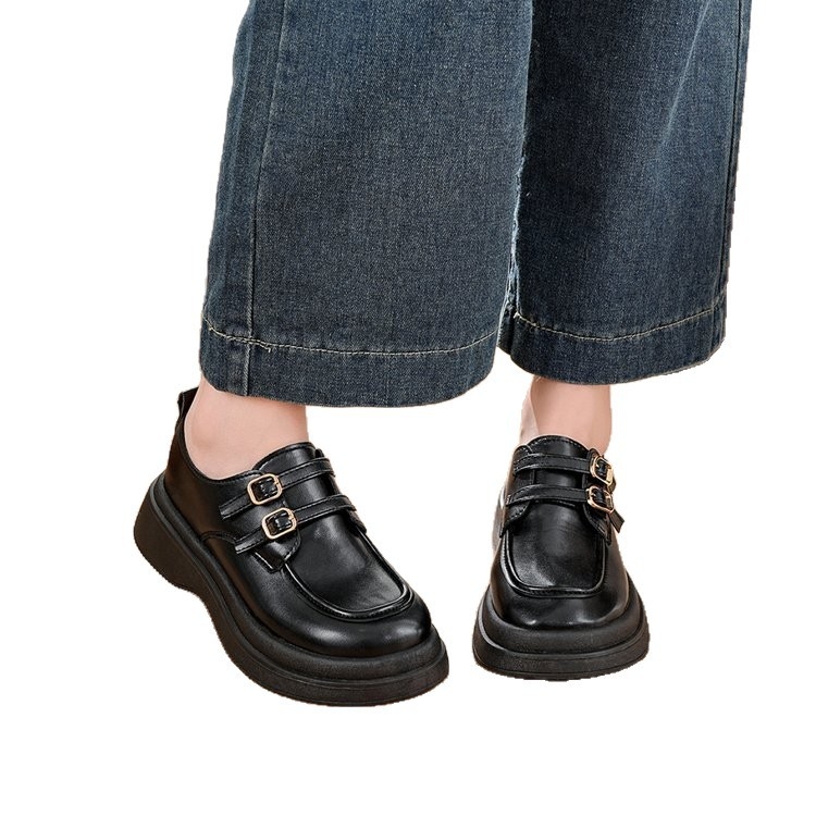 Ženske PU kožne loafers s debelim potplatom za povećanje visine, Mary Jane platforma, britanski stil, okrugli vrh, 3–5 cm peta