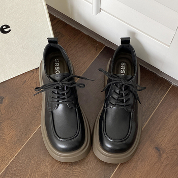 Loaferi dama cu șireturi, stil retro, partea superioară PU, talpă EVA, model cu dungi