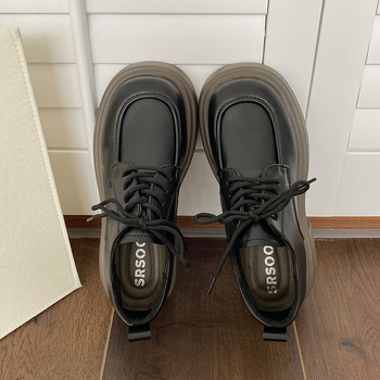 Loaferi dama cu șireturi, stil retro, partea superioară PU, talpă EVA, model cu dungi