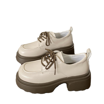 Loaferi dama cu șireturi, stil retro, partea superioară PU, talpă EVA, model cu dungi