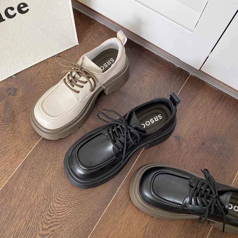 Loaferi dama cu șireturi, stil retro, partea superioară PU, talpă EVA, model cu dungi