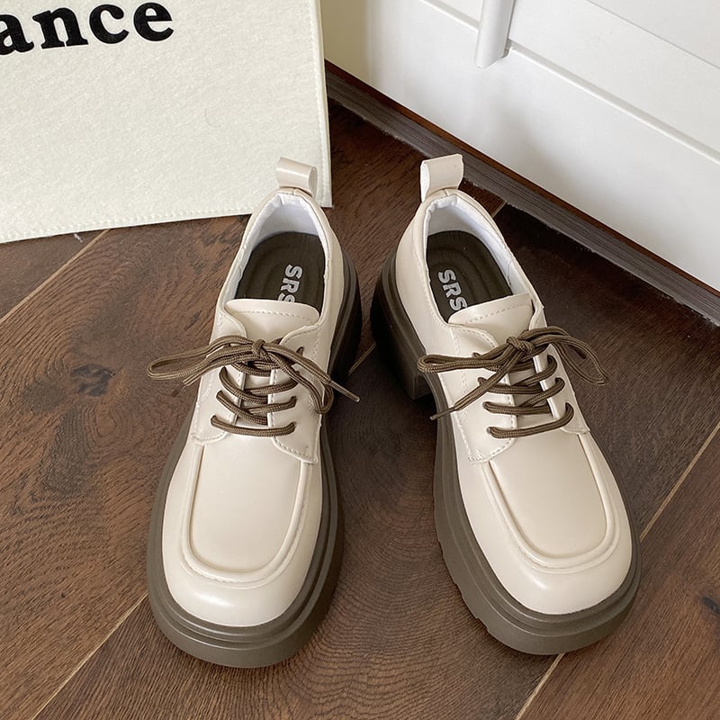 Loaferi dama cu șireturi, stil retro, partea superioară PU, talpă EVA, model cu dungi