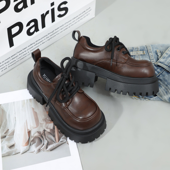Ženske loafers s okruglim nosom, PU gornji dio, gumena potplat, srednja peta 3–5 cm, vintage Mary Jane stil