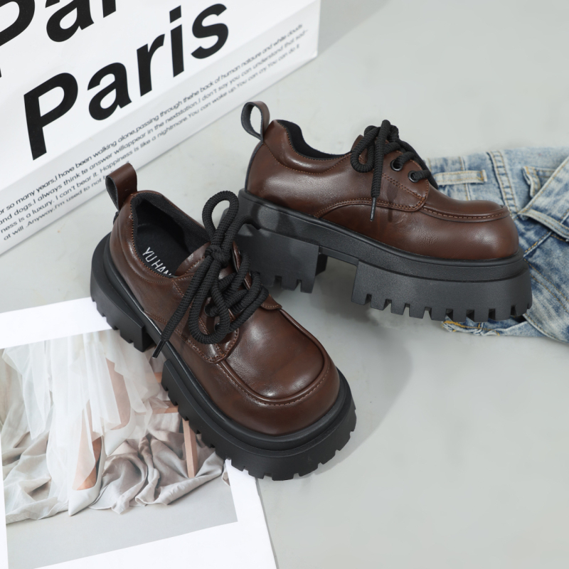 Ženske loafers s okruglim nosom, PU gornji dio, gumena potplat, srednja peta 3–5 cm, vintage Mary Jane stil