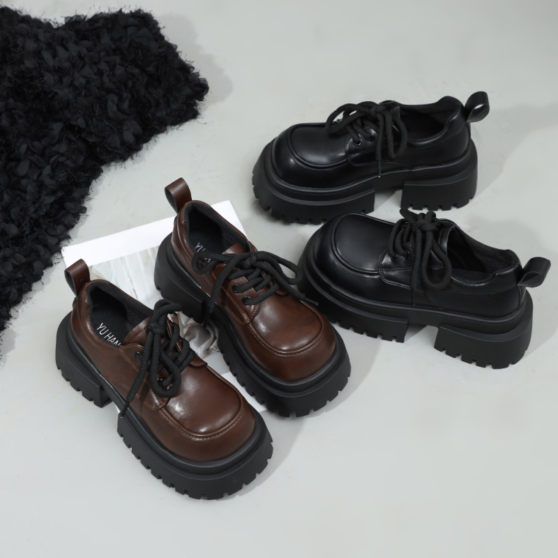 Ženske loafers s okruglim nosom, PU gornji dio, gumena potplat, srednja peta 3–5 cm, vintage Mary Jane stil