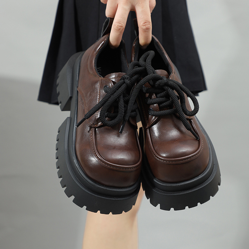 Ženske loafers s okruglim nosom, PU gornji dio, gumena potplat, srednja peta 3–5 cm, vintage Mary Jane stil