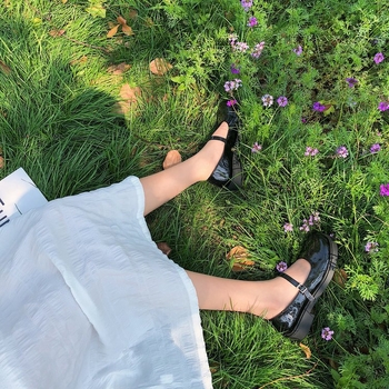 Ženske Mary Jane balerinke, PU gornji dio, kvadratni vrh, niski potplat 1–3 cm, prednje vezanje