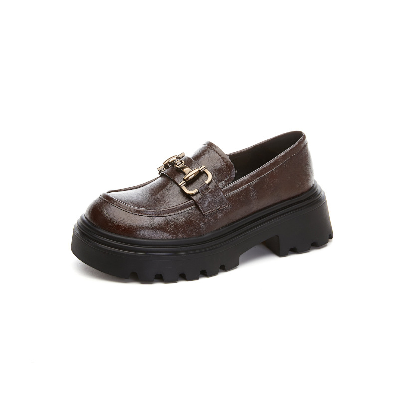 Ženske loafers od ovčje kože s dvostrukim gornjim dijelom + PU, EVA potplat, srednji pet 3–6 cm, slip-on, kampus stil