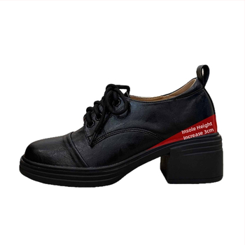 Loafers s navýšením výšky, okrúhla špička, šnúrky, 6-8 cm vysoký podpätok, gumová podrážka