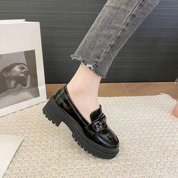 Ženske loafers od Super Fiber gornjeg dijela i mikrovlakna kože, okrugli vrh, niski gornji dio, gumasta potplat, EVA uložak, niski pet 1–3 cm, jesen 2025