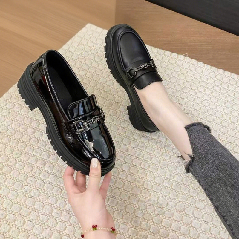 Ženske loafers od Super Fiber gornjeg dijela i mikrovlakna kože, okrugli vrh, niski gornji dio, gumasta potplat, EVA uložak, niski pet 1–3 cm, jesen 2025