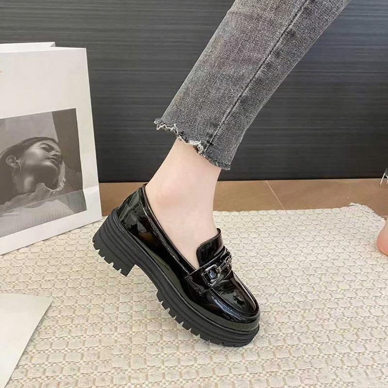 Ženske loafers od Super Fiber gornjeg dijela i mikrovlakna kože, okrugli vrh, niski gornji dio, gumasta potplat, EVA uložak, niski pet 1–3 cm, jesen 2025