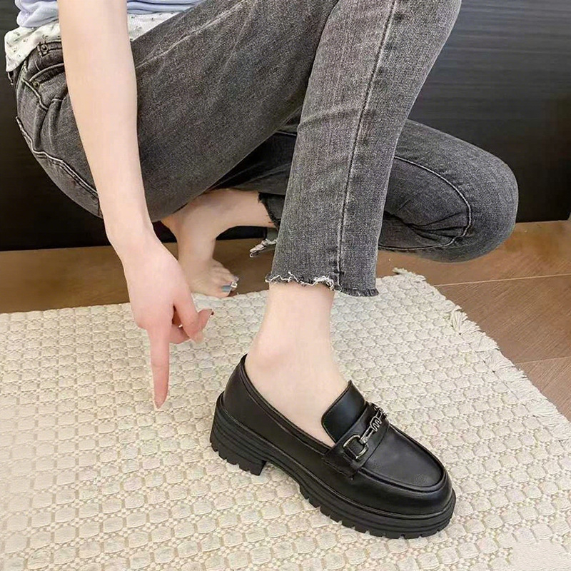 Ženske loafers od Super Fiber gornjeg dijela i mikrovlakna kože, okrugli vrh, niski gornji dio, gumasta potplat, EVA uložak, niski pet 1–3 cm, jesen 2025