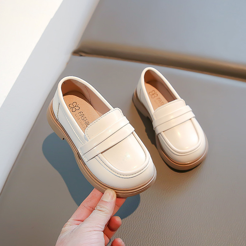 Dječje PU kožne cipole za djevojčice, slip-on loaferice, crne, princes stil, mek potplat, 2026 proleće–jesen