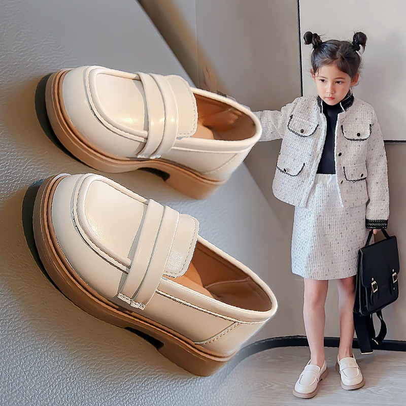 Dječje PU kožne cipole za djevojčice, slip-on loaferice, crne, princes stil, mek potplat, 2026 proleće–jesen