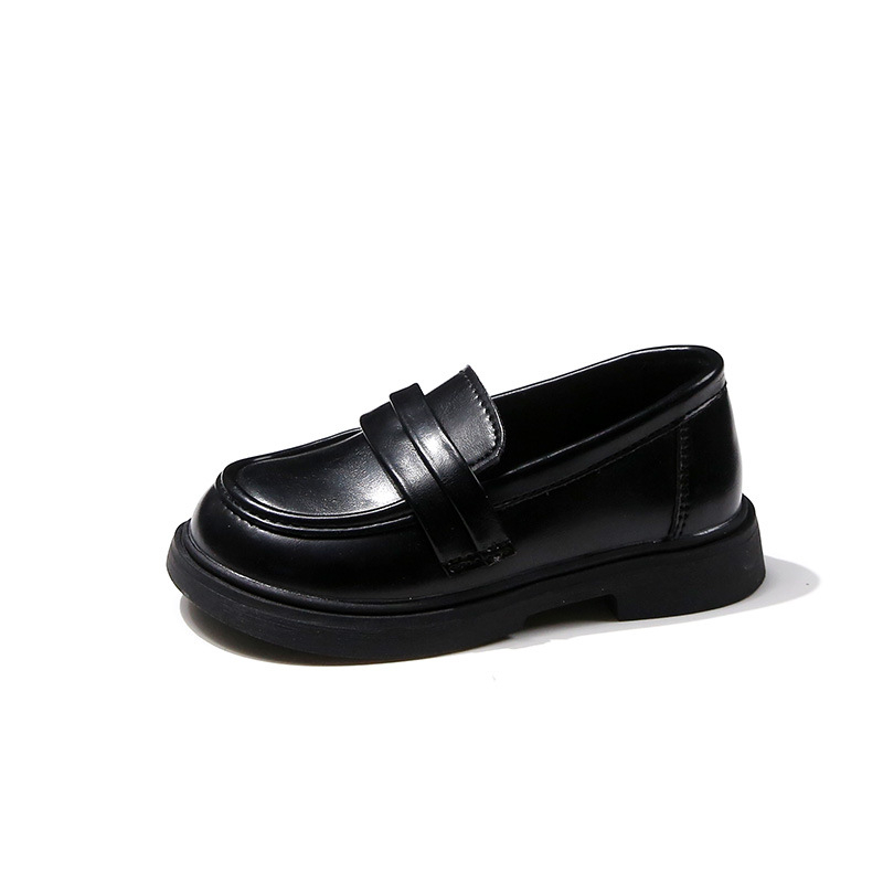 Dječje PU kožne cipole za djevojčice, slip-on loaferice, crne, princes stil, mek potplat, 2026 proleće–jesen