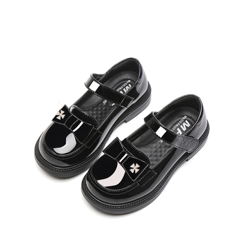 Mergaitėms britiško stiliaus loaferiai, viršutinė dalis iš sintetinės odos, Velcro užsegimas, gumos padas