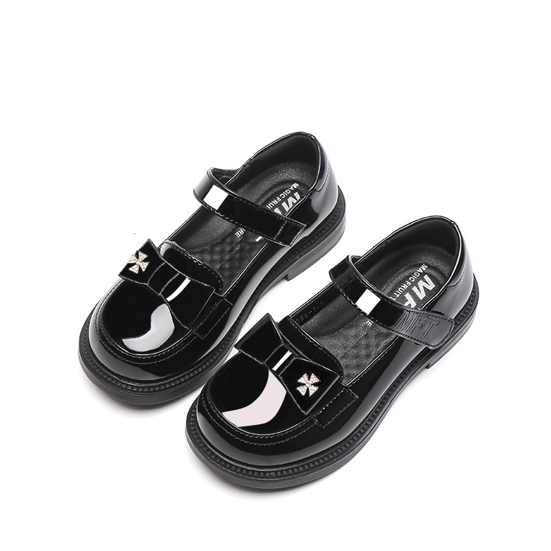 Mergaitėms britiško stiliaus loaferiai, viršutinė dalis iš sintetinės odos, Velcro užsegimas, gumos padas