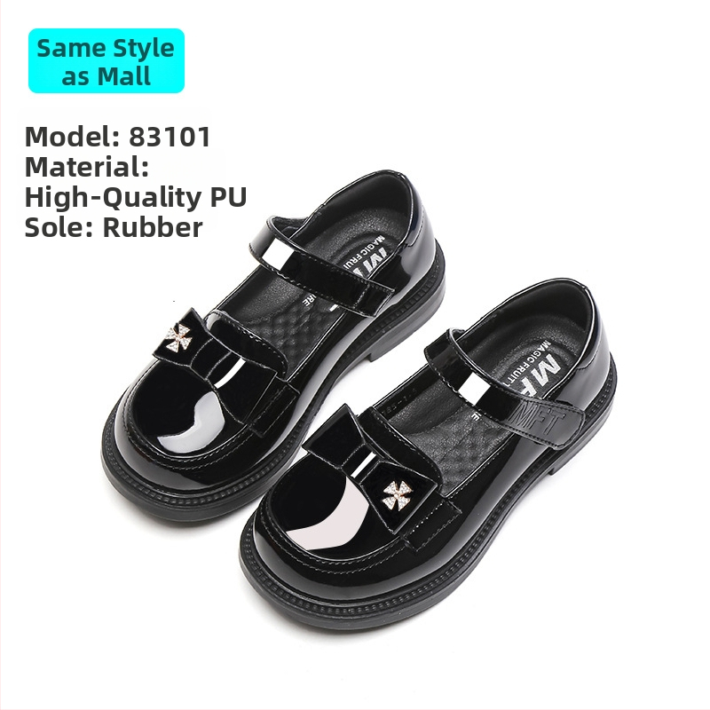 Mergaitėms britiško stiliaus loaferiai, viršutinė dalis iš sintetinės odos, Velcro užsegimas, gumos padas