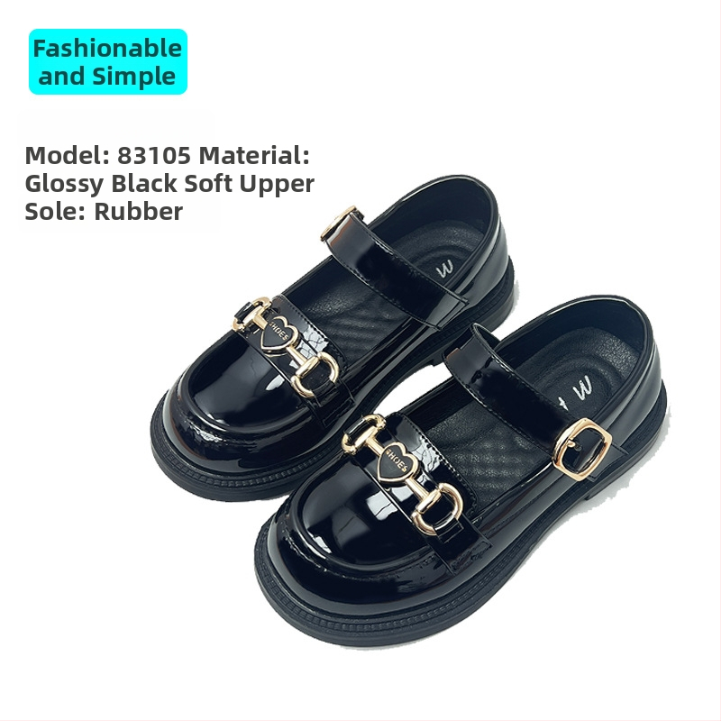 Mergaitėms britiško stiliaus loaferiai, viršutinė dalis iš sintetinės odos, Velcro užsegimas, gumos padas