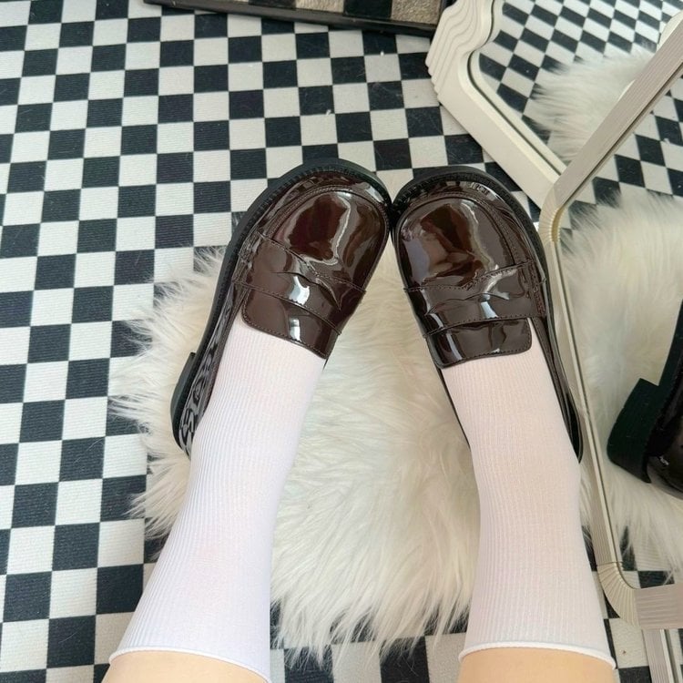 Ženske PU kožne školske cipele s okruglom nosom, niski pet 1–3 cm, gumena potplata, PU uložak