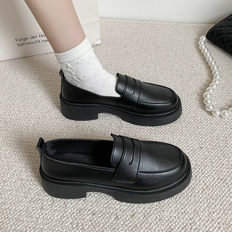 Loafers u britskom stilu, okrugla nosna kapica, PU vamp, srednji potpetica 3-5 cm, niski gornji dio