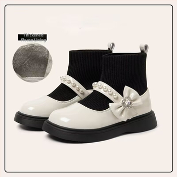 Mergaitėms skirti odiniai bateliai su kaspinu, iš split odos, PU pamušalas ir vidpadis, gumos padas, amžius 4–12 metų, ruduo 2025